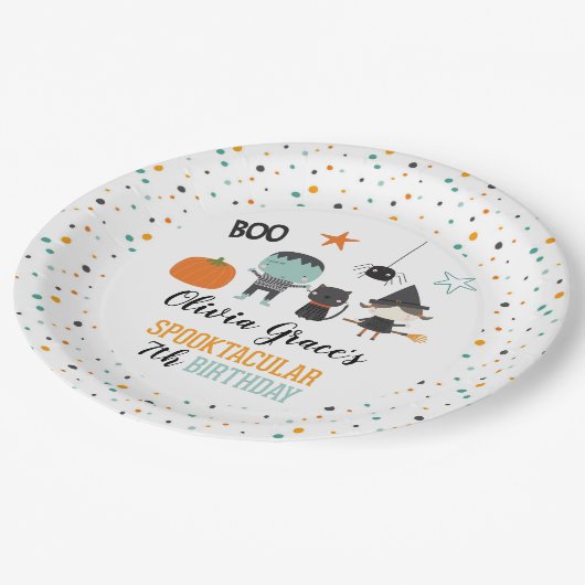ハロウィーンスポオクタキュラー子供の誕生日紙プレート ペーパープレート (アングル)