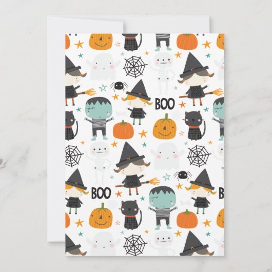 ハロウィーンスポオクタキュラー子供の誕生日 招待状 (裏面)