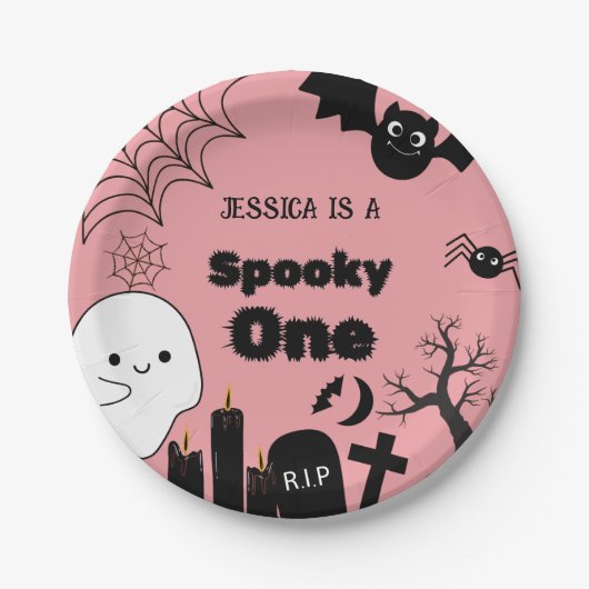 ハロウィーンスポキーワンファースト誕生日パーティー ペーパープレート (正面)