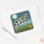 ハロウィーンスポテッドポニー&こうもりキャットお洒落ホース スクエアシール (封筒)