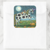 ハロウィーンスポテッドポニー&こうもりキャットお洒落ホース スクエアシール (バッグ)