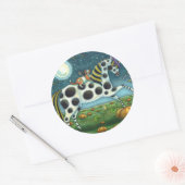 ハロウィーンスポテッドポニー&こうもりキャットお洒落ホース ラウンドシール (封筒)