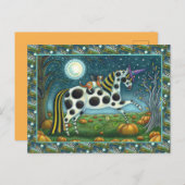 ハロウィーンスポテッドポニー&こうもり猫ファンタジー馬 シーズンポストカード (正面/裏面)