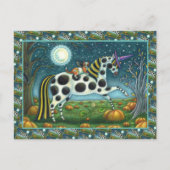 ハロウィーンスポテッドポニー&こうもり猫ファンタジー馬 シーズンポストカード (正面)