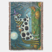 ハロウィーンスポテッドポニー&こうもり猫ファンタジー馬 スローブランケット (正面縦)