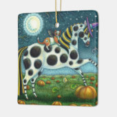 ハロウィーンスポテッドポニー&こうもり猫ファンタジー馬 セラミックオーナメント (左)