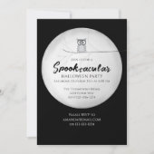 ハロウィーンスポ不気味ック文字フクロウQRコードマップ 招待状 (正面)