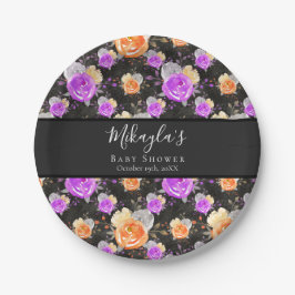 ハロウィーンスモールブーヴィンテージフローラ赤ちゃんシャワー ペーパープレート