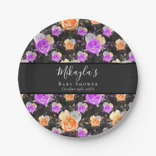 ハロウィーンスモールブーヴィンテージフローラ赤ちゃんシャワー ペーパープレート