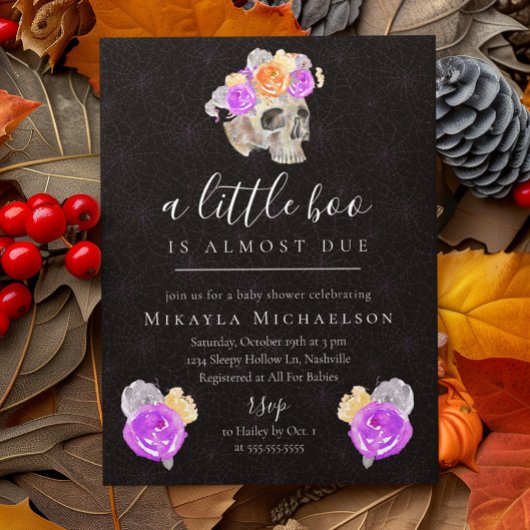 ハロウィーンスモールブーヴィンテージフローラ赤ちゃんシャワー 招待状