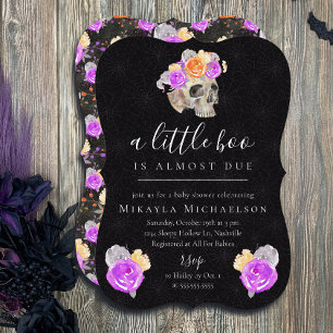 ハロウィーンスモールブーヴィンテージフローラ赤ちゃんシャワー 招待状