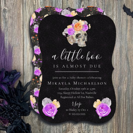 ハロウィーンスモールブーヴィンテージフローラ赤ちゃんシャワー 招待状