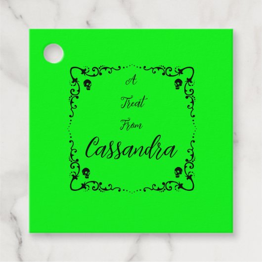 ハロウィーンスライムグリーンパーソナライズされた フェイバータグ (正面)