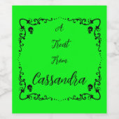 ハロウィーンスライムグリーンパーソナライズされた ワインラベル (シングルラベル)