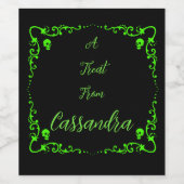 ハロウィーンスライムグリーンパーソナライズされた ワインラベル (シングルラベル)