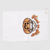 ハロウィーンスロストリックまたはスリープキュートスロスパンプキン ゴルフタオル (横)