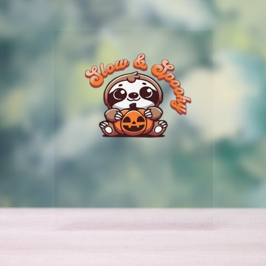 ハロウィーンスロースゆっくり不気味かわいいスロスパンプキン アクリルサイン (ニュートラル)