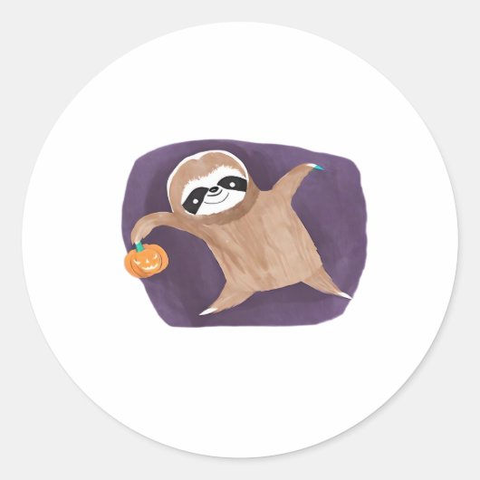 ハロウィーンスロース、カボチャ、こうもり、スパイダー、スパイダーウェブ ラウンドシール (正面)