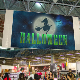 ハロウィーンセクシーウィッチブロムムーンモダンタイポグラフィ 横断幕