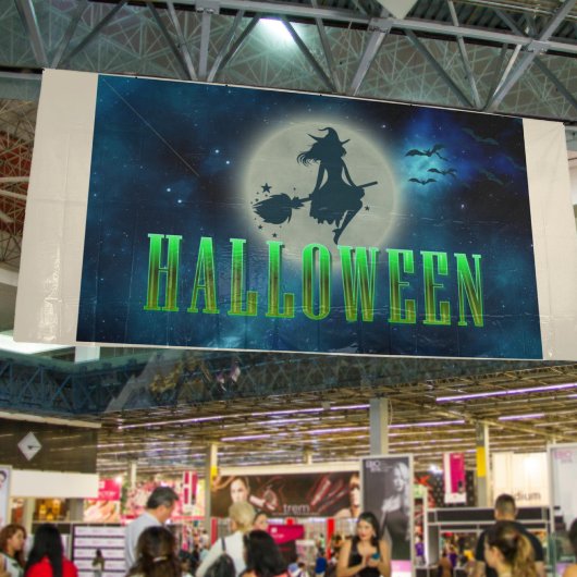 ハロウィーンセクシーウィッチブロムムーンモダンタイポグラフィ 横断幕