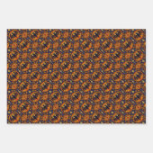 ハロウィーンセット2:こうもりと2つの格子模様 ラッピングペーパーシート (正面)