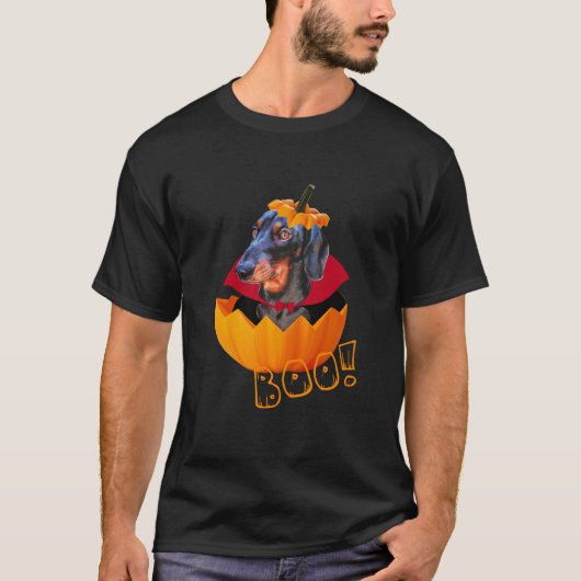 ハロウィーンソーセージ犬カボチャ Tシャツ (正面)