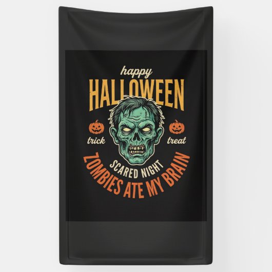 ハロウィーンゾンビに脳を食べられた 横断幕 (縦)