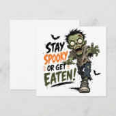 ハロウィーンゾンビの脅かすも食べられるも 招待状 (正面/裏面)