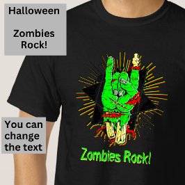ハロウィーンゾンビグリーンハンドボーンブラッドロックオン Tシャツ