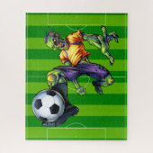 ハロウィーンゾンビサッカーフォワード選手スポーツ ジグソーパズル (縦)