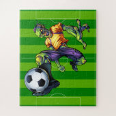 ハロウィーンゾンビサッカーフォワード選手スポーツ ジグソーパズル (縦)
