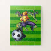 ハロウィーンゾンビサッカーフォワード選手スポーツ ジグソーパズル (縦)