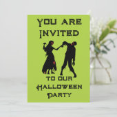 ハロウィーンゾンビパーティの招待状グリーン 招待状 (スタンド正面)