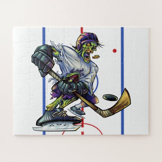 ハロウィーンゾンビホッケー選手 楽しいスポーツ ジグソーパズル (横)