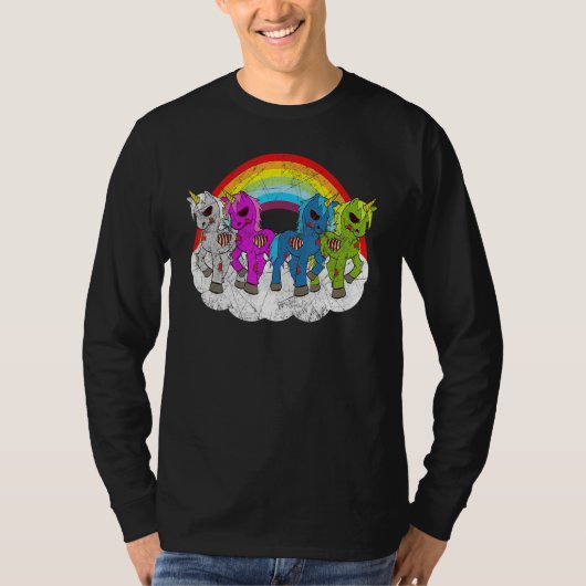 ハロウィーンゾンビユニコーンの大災害クリーチャー Tシャツ (正面)
