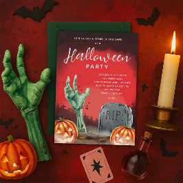 ハロウィーンゾンビ墓地パーティの招待状 招待状
