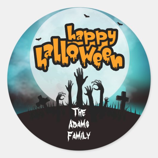 ハロウィーンゾンビ墓地 ラウンドシール (正面)