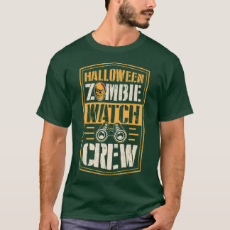 ハロウィーンゾンビ時計クルーおもしろいマッチングハロー Tシャツ