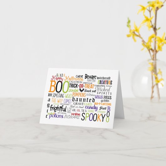ハロウィーンタイポグラフィ文言おもしろいかわいいカード カード (黄色い花)