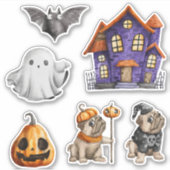 ハロウィーンタウン幽霊のよく出るハウスブルドッグ シール (正面)