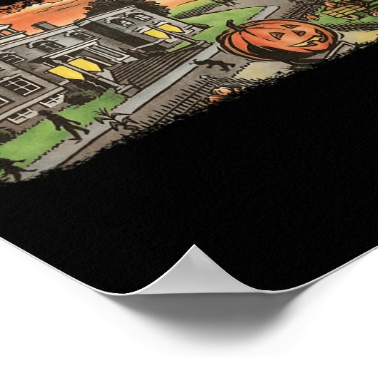 ハロウィーンタウンEST 1998ハローウィンパーティかわいいハロ ポスター (角)