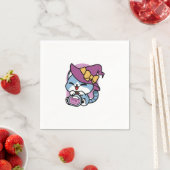 ハロウィーンタブビーキャット – Witch Hat & Potion Art スタンダードカクテルナプキン (インサイチュ)