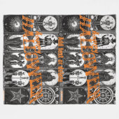 ハロウィーンタロットオレンジコスプレスプオクトカキュラパーティー フリースブランケット (正面(横))