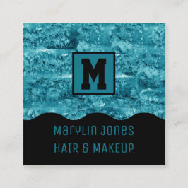 ハロウィーンターコイズ背景 スクエア名刺