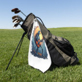 ハロウィーンタートルスケルトンロッカーティーfor Music Lov ゴルフタオル (グリーン)