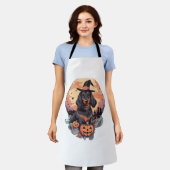 ハロウィーンダシュントのステッカー エプロン (着用した状態)