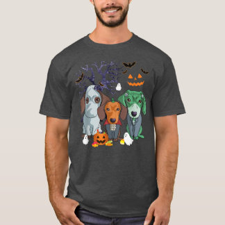 ハロウィーンダッチシュント犬の魔女怖いハロウィンコスト Tシャツ