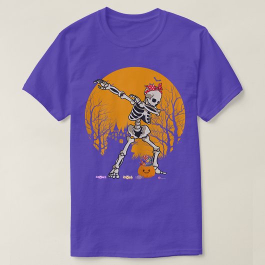ハロウィーンダビングスケルトン衣装キッズガールズポンプ Tシャツ (デザイン正面)