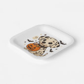 ハロウィーンダルマチアン犬のトリックまたは治療 ペーパープレート (傾斜あり)