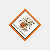 ハロウィーンダルマティアンドッグトリックまたはトリートパーティー スタンダードカクテルナプキン (角)